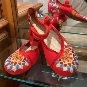 Red shoes from China.